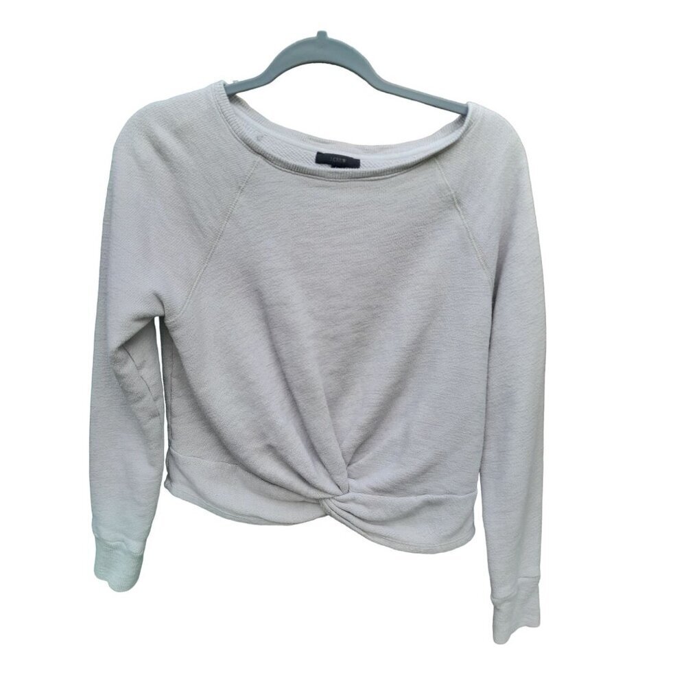 J. Crew Twist Front Sweatshirt Comfy Casual Outdoor XXS/XS Long Sleeve Lt Gray